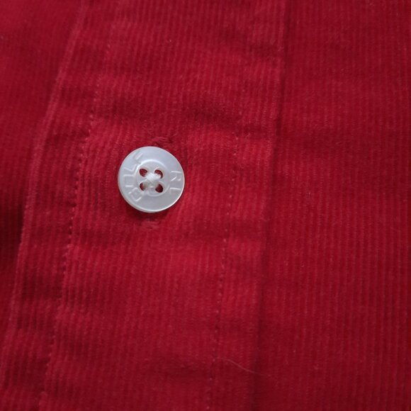 Ralph Lauren Corduroy Red Shirt Men's 2XL Golf Tilden Button Down Long Sleeve - Picture 4 of 7